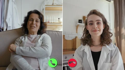 Two professionals engage in a remote conversation during a call Stock Footage 305518841