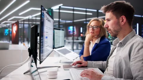 Two Professionals Using Computer Stock Footage 332501184