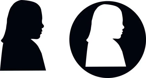 Two profile silhouettes of a person's head and shoulders silhouette Stock Illustration