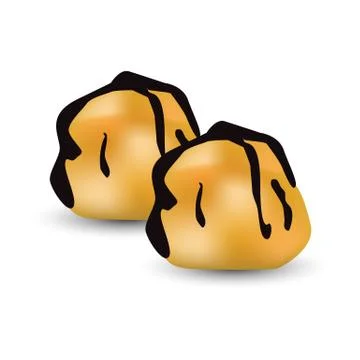 Two Profiteroles flat design isolated on white background. Vector illustratio Stock Illustration