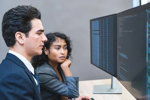 Two programmer is dealing with the stress and anxiety of working on compute.. Stock-Fotos