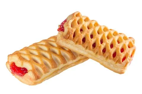 Two puffs with cherry jam isolate Stock Photos