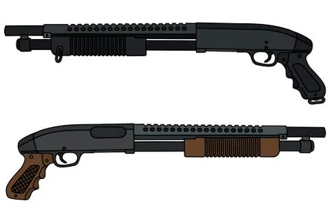 Two pump shotguns Stock Illustration