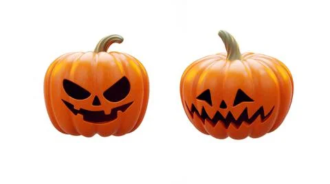 Two pumpkins isolated objects on white background for Halloween party concept Illustrazione stock