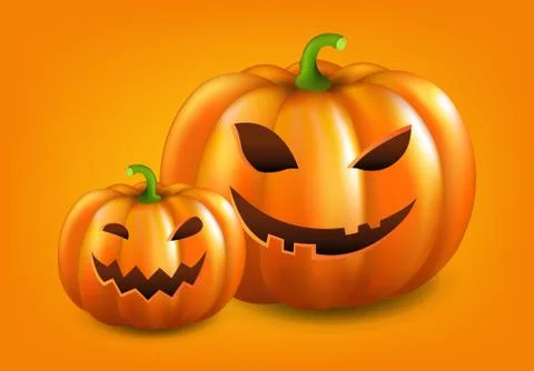 Two Pumpkins Isolated Orange Background Stock-Illustration
