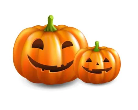 Two Pumpkins Isolated White Background Stock Illustration
