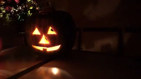 Two pumpkins smiling Video stock 85843545