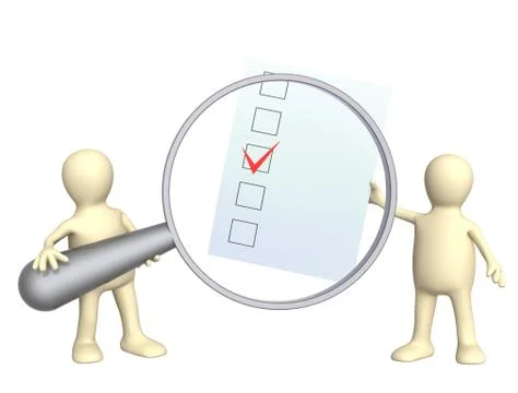 Two puppets with checklist Stock Illustration