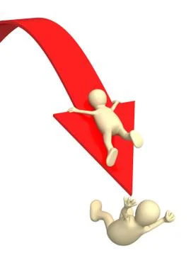 Two puppets, falling from an arrow Stock Illustration