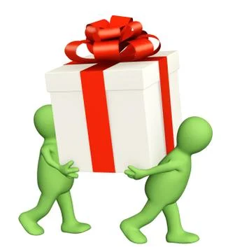 Two puppets with gift Illustrazione stock