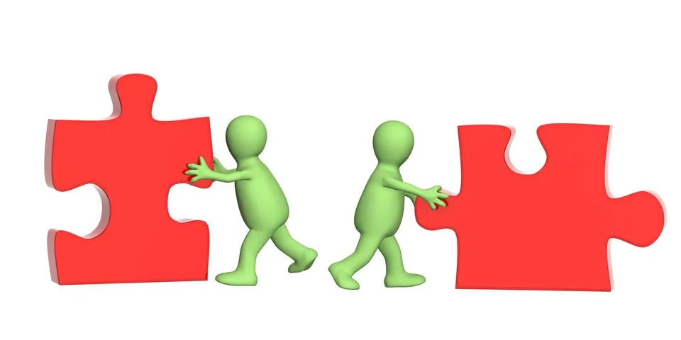 Two puppets with puzzles Stock Illustration