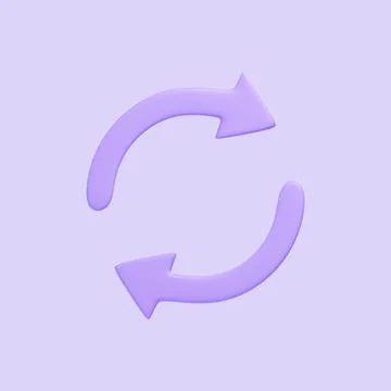 Two purple arrows icon, update symbol isolated on purple background Stock Illustration