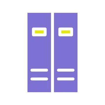 Two purple binders with yellow labels and white lines Stock Illustration