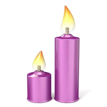 Two purple candles. 3D Illustrazione stock