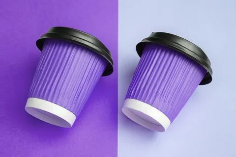Two purple coffee cups Stock Photos