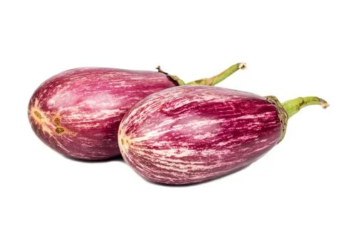 Two purple eggplants Stock Photos