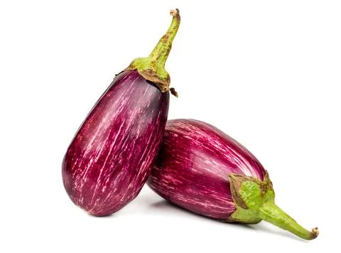 Two purple eggplants Stock Photos