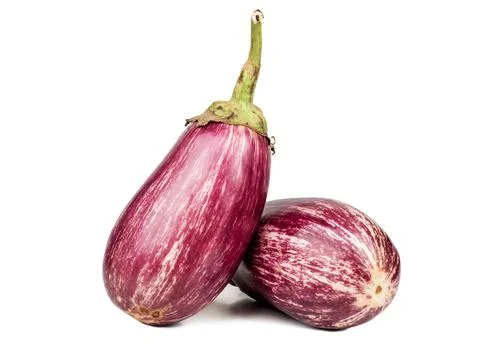 Two purple eggplants Stock Photos
