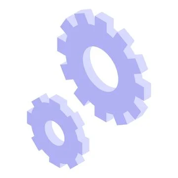 Two purple gears rotating with each other representing teamwork Stock Illustration