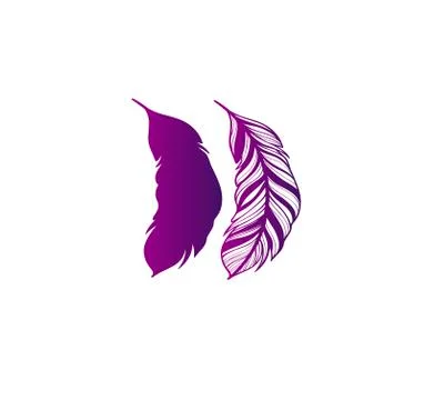Two purple gradient feathers pattern Stock Illustration