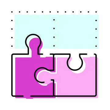 Two puzzle pieces connecting for a solution concept Illustrazione stock