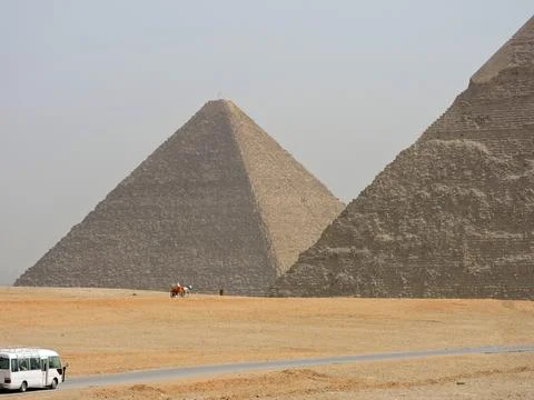 Two of the pyramids of Giza Stock Photos