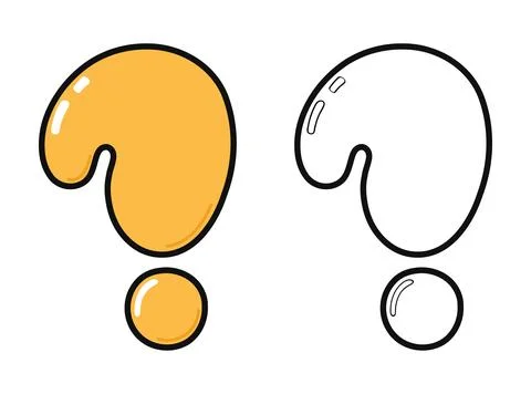 Two question marks, one colored and one outline, on a white background Stock Illustration