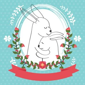 Two Rabbits Hugging Each Other Stock-Illustration