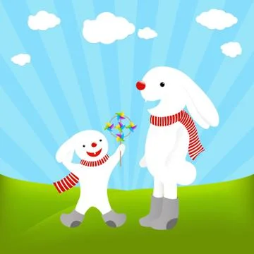 Two rabbits Stock Illustration