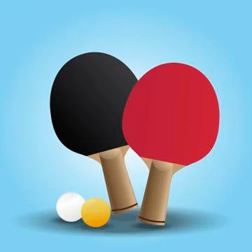 Two rackets design for playing table tennis on Light Blue background. Stock Illustration