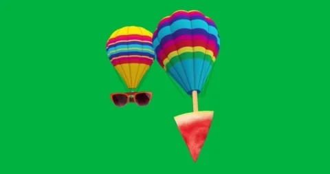 Two rainbow balloons floating on transparent background, driving ads with Stock Footage 317595009