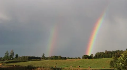 Two rainbows in the sky. Double rainbow 스톡 동영상 41698211