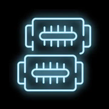 Two ram memory modules glowing with blue neon light Illustrazione stock