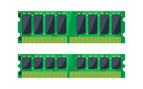 Two ram modules lying on white background Stock Illustration