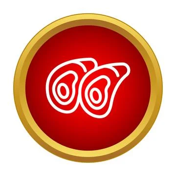 Two raw meat steaks icon on red circle Stock Illustration