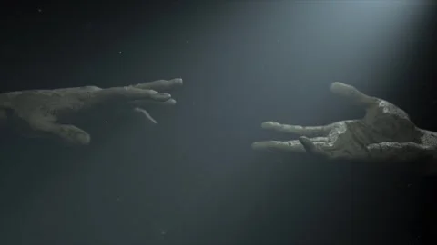 Two reaching hands crumbles into grains of sand Stock Footage 292230162