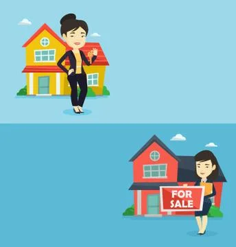 Two real estate banners with space for text. Stock Illustration