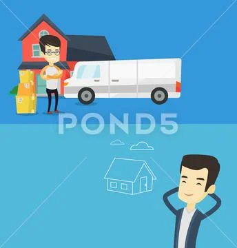 Two real estate banners with space for text. Stock Illustration
