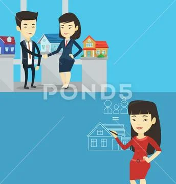 Two real estate banners with space for text. Stock Illustration