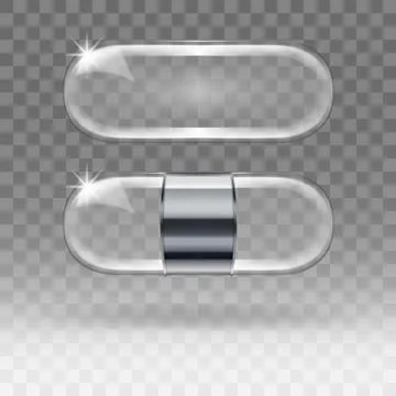 Two Realistic Empty Transparent Glass Capsule Showcase Stock Illustration
