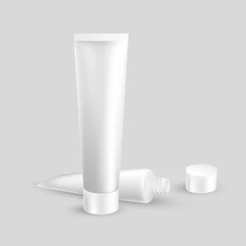 Two realistic packaging mockup template tube of cream Stock Illustration