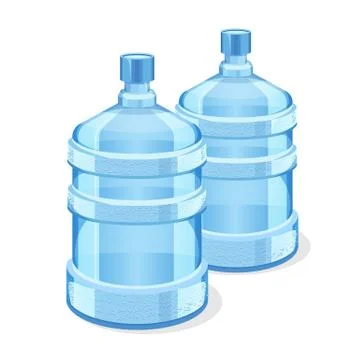 Two realistic plastic bottles for office water cooler Stock Illustration