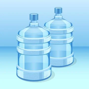 Two realistic plastic bottles for office water cooler Stock Illustration