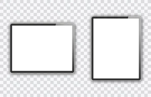 Two Realistic Tablet PC Computer with Screen Isolated on transparent Background Stock Illustration