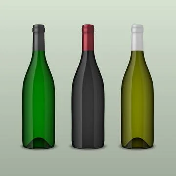 Two realistic vector wine bottles in top view without labels on gray backgrou Illustrazione stock