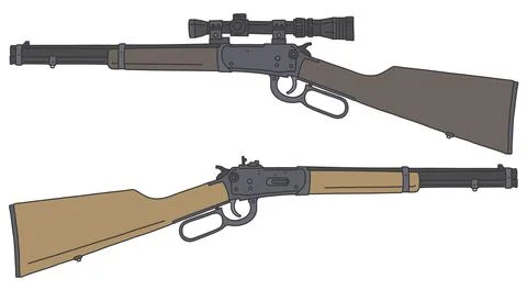 Two recent classical repeating rifles Stock Illustration