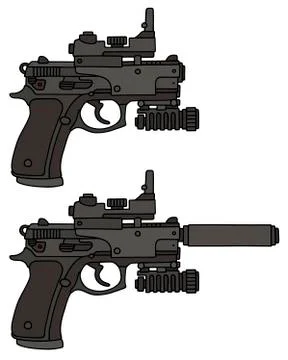 Two recent handguns Stock Illustration