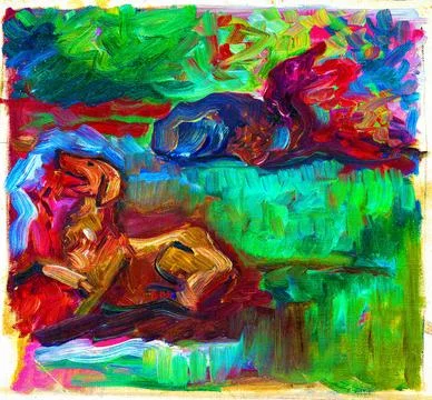 Two reclining dogs by Arnold Peter Weisz Kubncan Stock Illustration
