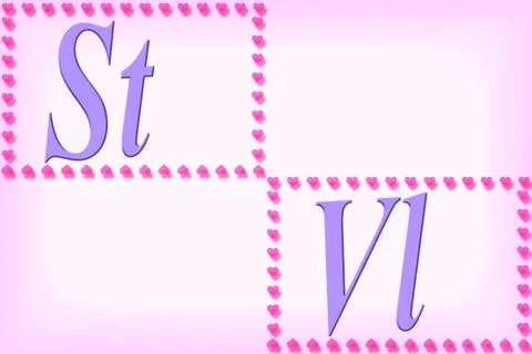 Two rectangles of hearts with the abbreviation Saint Valentine on pink Ilustração Stock