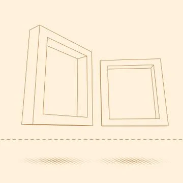 Two rectangular 3D frames blueprint Stock Illustration